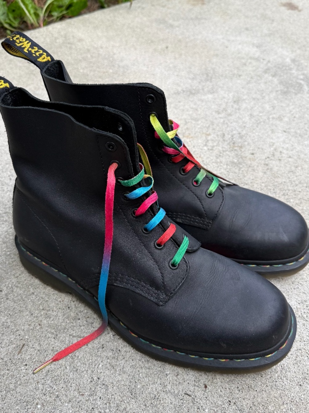 Dr Martens 1460 Pride 2020 Rainbow Stitch Boots Black Leather Rare